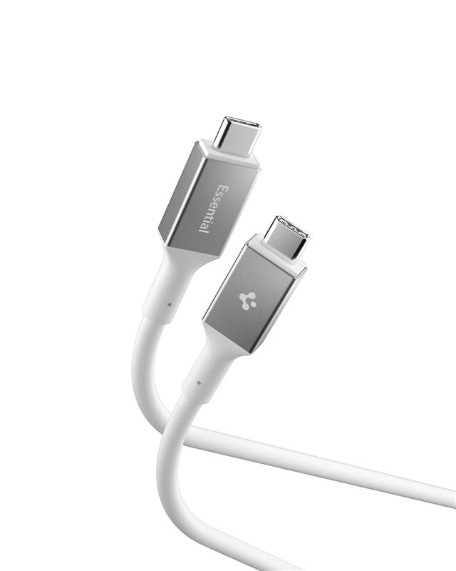 Cablu Spigen Essential USB C la USB C 100W, 1m, alb